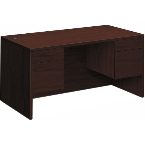 HON 10500 H10573 Pedestal Desk - 60" x 30"29.5" - 4 x Box, File Drawer(s) - Double Pedestal - Flat Edge - Finish: Mahogany