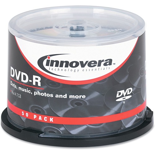 Innovera DVD Recordable Media - DVD-R - 16x - 4.70 GB - 50 Pack Spindle - 120mm - 2 Hour Maximum Recording Time