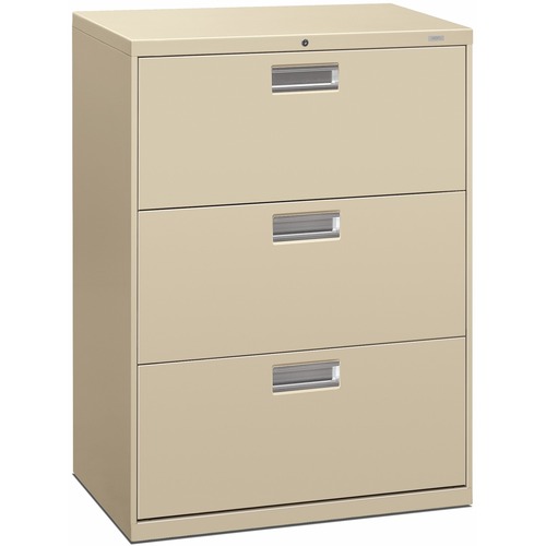 HON Brigade 600 H673 Lateral File - 30" x 18" x 40.9" - 3 Drawer(s) - Finish: Putty