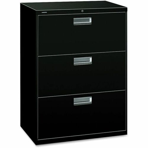 HON Brigade 600 H673 Lateral File - 30" x 18" x 40.9" - 3 Drawer(s) - Finish: Black