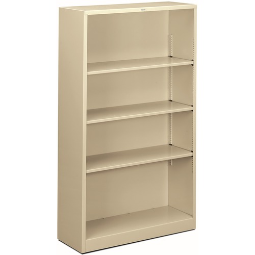 HON Brigade Steel Bookcase | 4 Shelves | 34-1/2"W | Putty Finish - 4 Shelf(ves) - 59" Height x 34.5" Width x 12.6" Depth - Adjustable Shelf, Reinforced, Welded, Durable, Compact - Steel - 1 Each