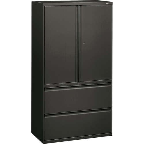 HON Brigade 800 H885LS Lateral File - 36" x 18"67" - 2 Drawer(s) - 3 Shelve(s) - Finish: Charcoal