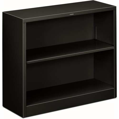 HON Brigade Steel Bookcase | 2 Shelves | 34-1/2"W | Black Finish - 2 Shelf(ves) - 29" Height x 34.5" Width x 12.6" Depth - Adjustable Shelf, Reinforced, Welded, Durable, Compact - Steel