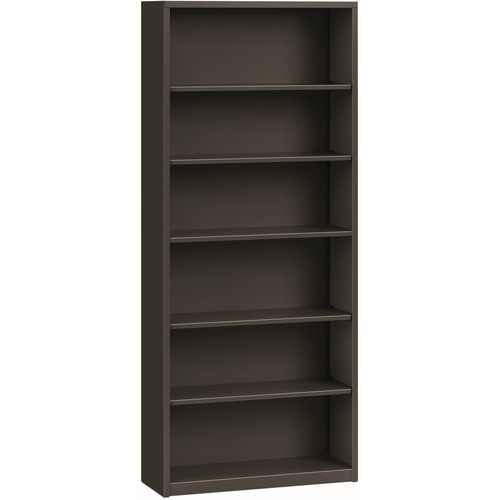 HON Brigade Steel Bookcase | 6 Shelves | 34-1/2"W | Charcoal Finish - 6 Shelf(ves) - 81.1" Height x 34.5" Width x 12.6" Depth - Adjustable Shelf, Reinforced, Welded, Durable, Compact - Steel