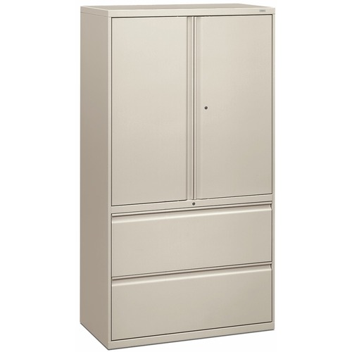 HON Brigade 800 H885LS Lateral File - 36" x 18"67" - 2 Drawer(s) - 3 Shelve(s) - Finish: Light Gray