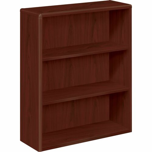 HON 10700 H10753 Bookcase - 36" x 13.1"43.4" - 3 Shelve(s) - Waterfall Edge - Finish: Mahogany