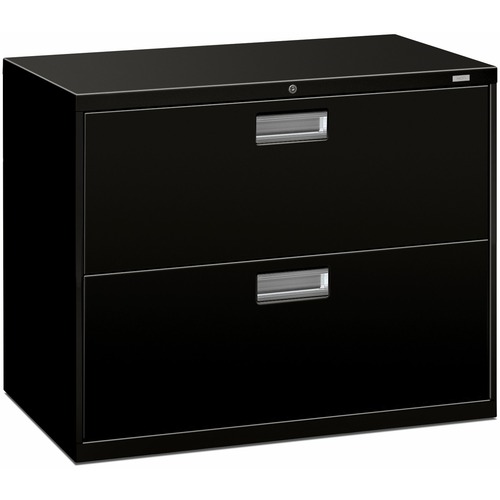 HON Brigade 600 H682 Lateral File - 36" x 19.3" x 28.4" - 2 Drawer(s) - Finish: Black - Lockable, Heavy Duty, Glide, Removable Lock, Durable - For Workstation, Office