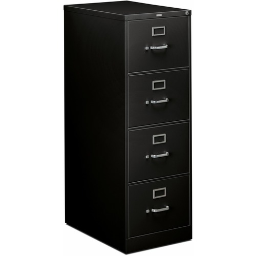 HON 310 H314C File Cabinet - 18.3" x 26.5" x 52" - 4 Drawer(s) - Finish: Black - Lockable, Durable, Label Holder - For File, Office, File Folder, Desk