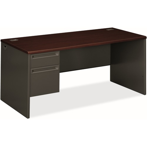 HON 38000 H38292L Pedestal Desk - 66" x 30"29.5" - 2 x Box, File Drawer(s)Left Side - Waterfall Edge - Finish: Charcoal