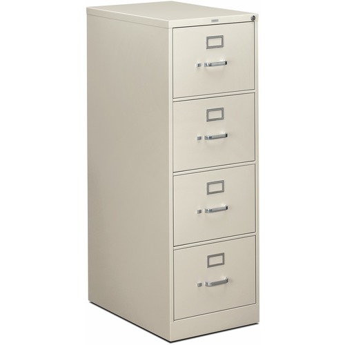 HON 310 H314C File Cabinet - 18.3" x 26.5" x 52" - 4 Drawer(s) - Finish: Light Gray - Lockable, Durable, Label Holder - For File, Office, File Folder, Desk