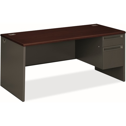 HON 38000 H38291R Pedestal Desk - 66" x 30"29.5" - 2 x Box, File Drawer(s)Right Side - Waterfall Edge - Finish: Charcoal