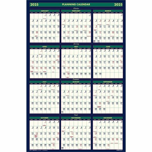 House of Doolittle Nonlaminated Reversible Planner - Julian Dates - Yearly - 1 Year - July 2023 - June 2024 - 24" x 37" Sheet Size - 1.50" x 1" Block - 1 Each