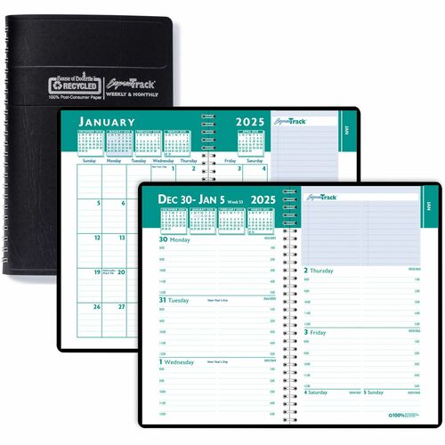 House of Doolittle Express Track Small Weekly/Monthly Calendar Planner - Julian Dates - Weekly, Monthly - 13 Month - January 2024 - January 2025 - 8:00 AM to 5:00 PM - Hourly - 1 Week, 1 Month Double Page Layout - 5" x 8" Sheet Size - Wire Bound - Paper, 