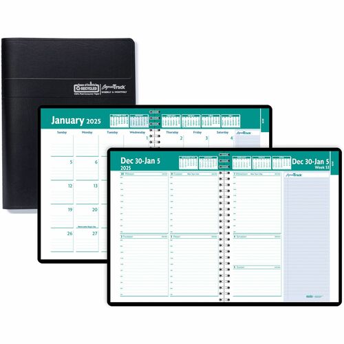 House of Doolittle Express Track Weekly/Monthly Calendar Planner - Julian Dates - Weekly, Monthly - 13 Month - January 2024 - January 2025 - 8:00 AM to 5:00 PM - Hourly - 1 Week, 1 Month Double Page Layout - 8 1/2" x 11" Sheet Size - Wire Bound - Paper, S