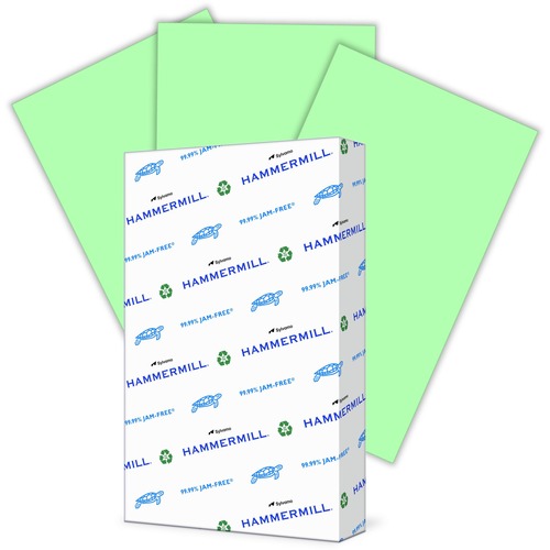 Hammermill Colors Recycled Copy Paper - Legal - 8 1/2" x 14" - 20 lb Basis Weight - Green - 500 / Ream - SFI - Archival-safe, Acid-free