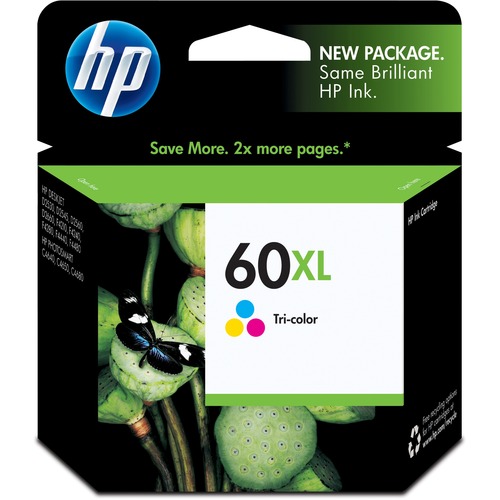 HP 60XL (CC644WN) Original Inkjet Ink Cartridge - Cyan, Magenta, Yellow - 1 Each - 440 Pages
