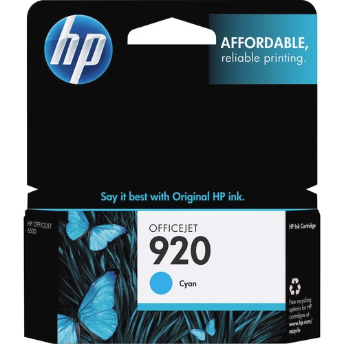 HP 920 (CH634AN) Original Inkjet Ink Cartridge - Cyan - 1 Each - 300 Pages