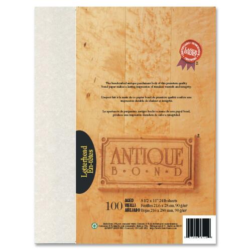 First Base Bond Paper - Aged - Recycled - Letter - 8 1/2" x 11" - 24 lb Basis Weight - 100 / Pack