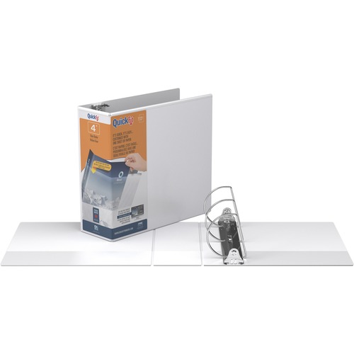 QuickFit QuickFit Locking Angle D-ring View Binder - 4" Binder Capacity - D-Ring Fastener(s) - White - Recycled - Locking Ring, Heavy Duty - 1 Each