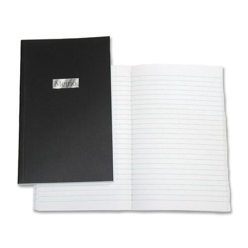 Winnable Open Side Memo Book - 192 Sheets - Sewn - 4 5/8" x 7 3/4" - White Paper - Black Cover - Flexible Cover - 1 Each