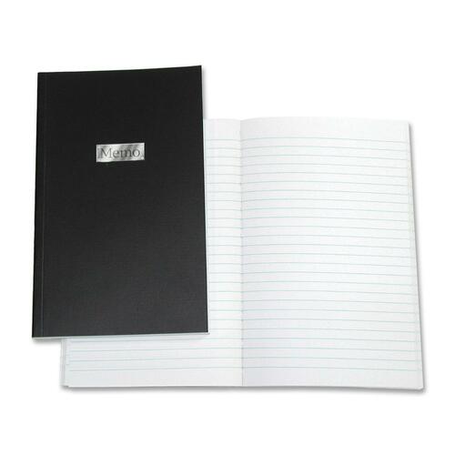 Winnable Open Side Memo Book - 96 Sheets - Sewn - 4" x 6 3/4" - White Paper - Black Cover - Flexible Cover - 1Each