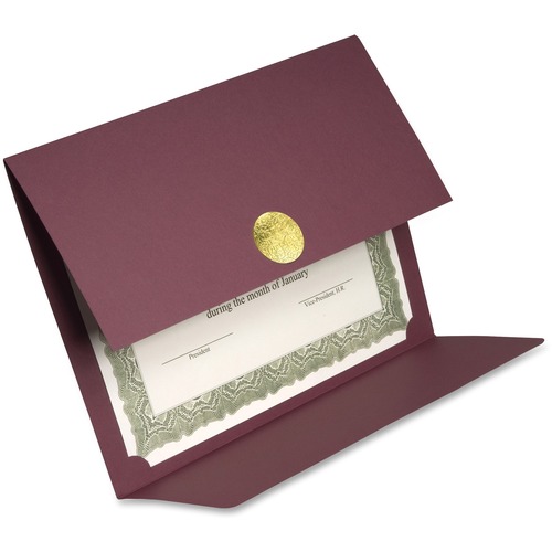 First Base Recycled Certificate Holder - Linen - Burgundy - 5 / Pack = FST83533