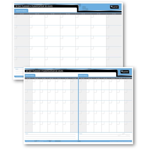 Quartet 30/60 Day Laminated Planner - 17" x 24" Sheet Size - Bilingual - 1 Each