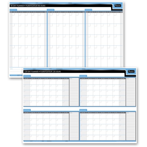 Quartet Double Sided Undated Planner - 24" x 36" Sheet Size - Bilingual, Laminated - 1 Each - Organizer Boards - DTM59737