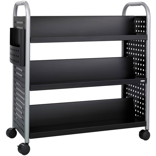 Safco Scoot Double Sided Book Cart - 6 Shelf - 4 Casters - 3" (76.20 mm) Caster Size - Steel - x 41.3" Width x 17.8" Depth x 41.3" Height - Black, Silver - 1 Each