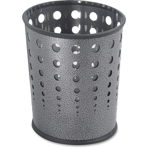 Safco Steel Bubble Wastebasket - 6 gal Capacity - 12.5" Height x 11.8" Diameter - Steel - Black - 1 Each