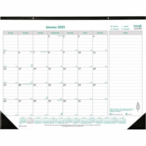 Brownline Ecologix Monthly Desk Pad Calendar 22"x 17" , English - Monthly - 1 Year - January 2025 - December 2025 - 1 Month Single Page Layout - 22" x 17" Sheet Size - Desk Pad - Chipboard - Notepad, Reference Calendar - 1 Each