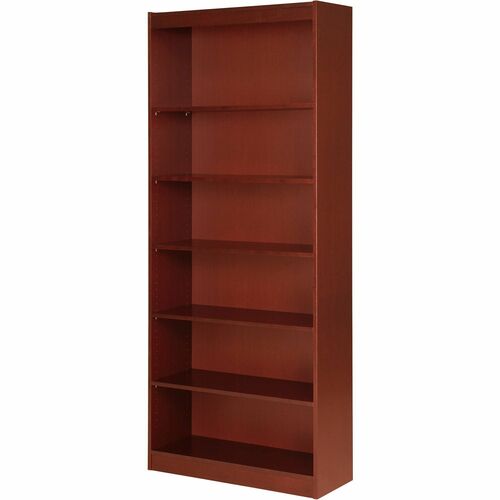 Lorell Panel End Hardwood Veneer Bookcase - 36" x 12" x 0.8" x 84" - 6 Shelve(s) - 5 Adjustable Shelf(ves) - Material: Veneer - Finish: Cherry