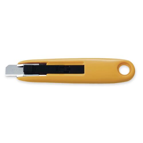 Olfa Compact Safety Knife - Self-retractable - Steel - Black, Yellow - 1 Each - Utility Knives & Cutters - OLF1077174