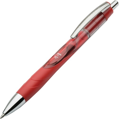 SKILCRAFT VISTA Gel Ink Pen - Medium Pen Point - 0.7 mm Pen Point Size - Refillable - Retractable - Red Gel-based Ink - Transparent, Red Barrel - 1 Dozen