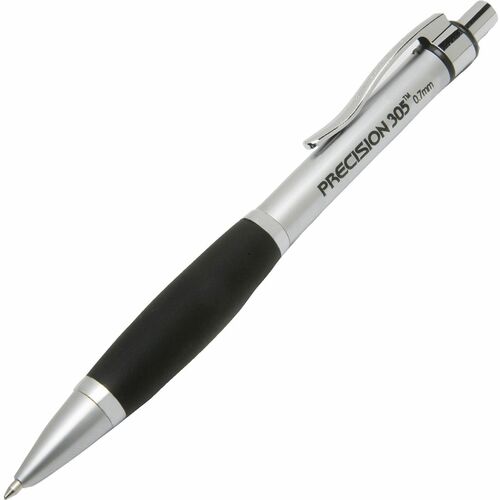 SKILCRAFT Precision 305 Mechanical Pencil - 0.7 mm Lead Diameter - Silver Metal, Black Barrel - 6 / Pack