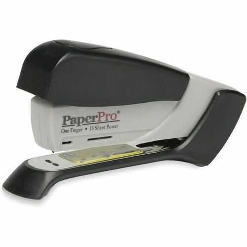 SKILCRAFT Spring Powered Desktop Stapler - 15 Sheets Capacity - Gray, Black