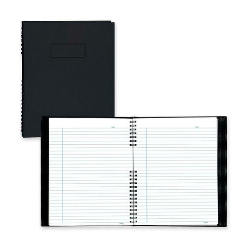 Blueline NotePro Notebook - 360 Sheets - Double Wire Spiral - 9.25" (234.95 mm) x 7.25" (184.15 mm) x 0.75" (19.05 mm) - Black Paper - Hard Cover, Index Sheet, Pocket, Self-adhesive, Micro Perforated - 1Each