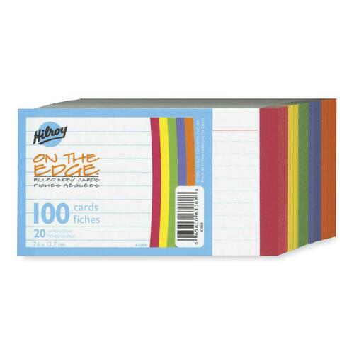Hilroy Color Edged Stack Ruled Index Card - 3" Tab Height x 5" Tab Width - White Tab(s) - 100 / Pack - Index Card Files & Cabinets - HLR63088