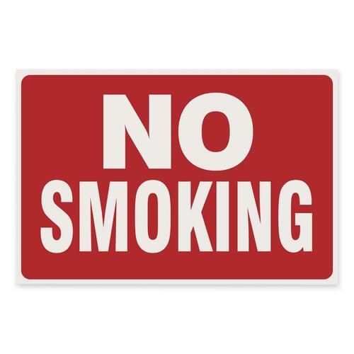 U.S. Stamp & Sign No Smoking Sign - 1 Each - No Smoking Print/Message - 12" (304.80 mm) Width x 8" (203.20 mm) Height - Plastic - White, Red - Safety/Caution Signs - USS9304