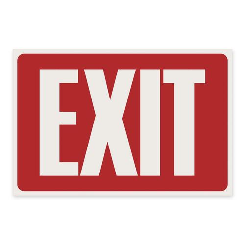 U.S. Stamp & Sign Exit Sign - 1 Each - Exit Print/Message - 12" (304.80 mm) Width x 8" (203.20 mm) Height - Rectangular Shape - White Print/Message Color - Plastic - White, Red - Signs & Sign Holders - USS9307