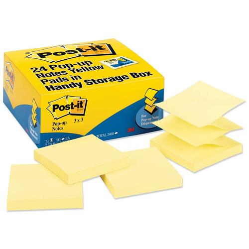 Post-it® Original Pop-up Note Value Pack - 2160 - 3" x 3" - Square - Yellow - 24 / Pack