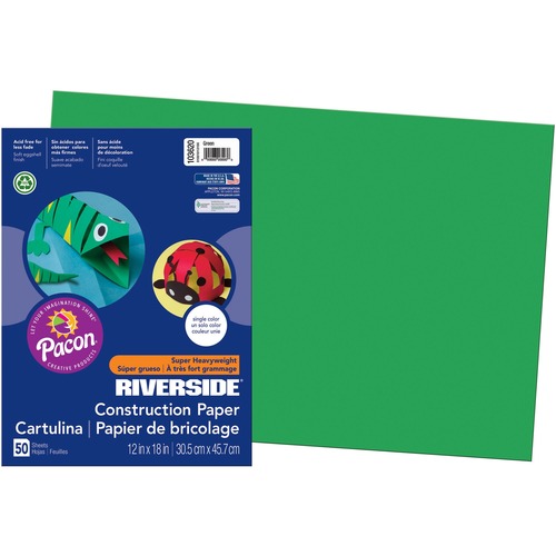 Riverside Construction Paper - 18" Width x 12" Length - 50 / Pack - Green