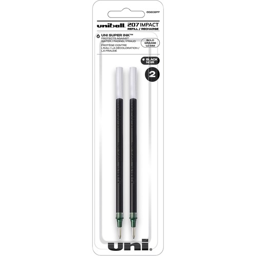 uni-ball Gel Impact Rollerball Pen Refills - 1 mm, Bold Point - Black Ink - Acid-free, Water Resistant, Fade Resistant, Super Ink - 2 / Pack