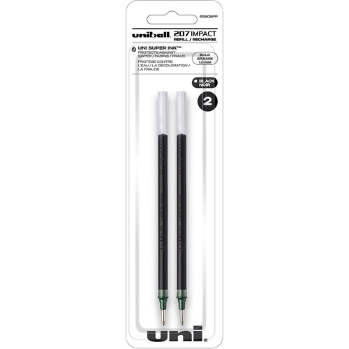 uniball™ 207 Impact Gel Pen Refill - 1 mm , Bold Point - Black Ink - Acid-free, Water Resistant, Fade Resistant, Super Ink - 2 / Pack