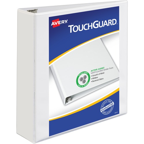 Avery® TouchGuard View 3 Ring Binder - 2" Binder Capacity - Letter - 8 1/2" x 11" Sheet Size - 530 Sheet Capacity - 3 x Slant Ring Fastener(s) - 4 Pocket(s) - Polypropylene - Recycled - Pocket, Durable, Antimicrobial, Heavy Duty - 1 Each