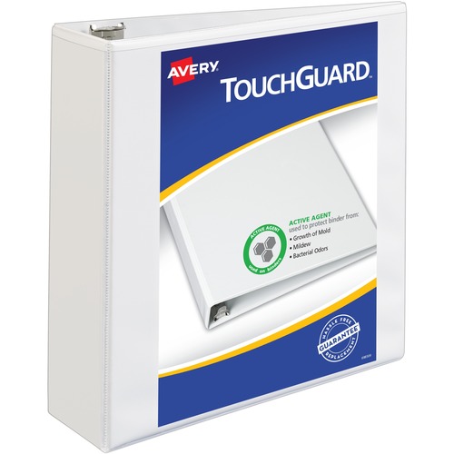 Avery® TouchGuard View 3 Ring Binder - 3" Binder Capacity - Letter - 8 1/2" x 11" Sheet Size - 635 Sheet Capacity - 3 x Slant Ring Fastener(s) - 4 Pocket(s) - Polypropylene - Recycled - Pocket, Durable, Antimicrobial, Heavy Duty - 1 Each