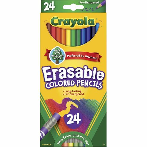 Crayola Erasable Colored Pencils - 3.3 mm Lead Diameter - Assorted Lead - 24 / Pack