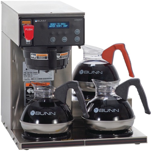 BUNN 12-cup Digital 3-Warmer Commercial Brewer - Programmable - 1800 W - 1.56 gal - 12 Cup(s) - Multi-serve - Stainless Steel, Black - Steel Body