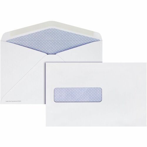 Quality Park Postage Saver Security Tint Window Envelopes - Booklet - #10 1/2 - 6" Width x 9 1/2" Length - 28 lb - Adhesive - Paper - 500 / Box - White