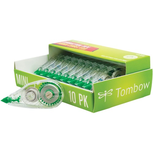Tombow Mini Mono Correction Tape Dispensers - 0.16" (4.06 mm) Width x 19.7 ft Length - 1 Line(s) - White Tape - Ergonomic - Acid-free, Non-refillable - 10 / Pack - White